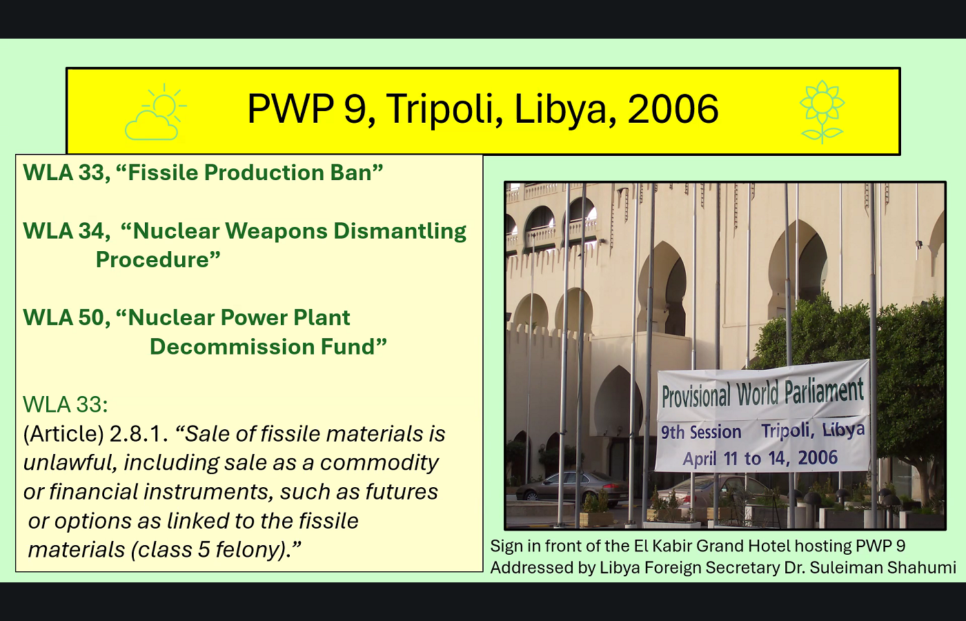 2006 · Tripoli: nuclear acts